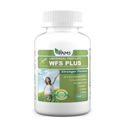 America Medic & Science WFS Plus fertility capsules on a clean surface for ovulatory support.