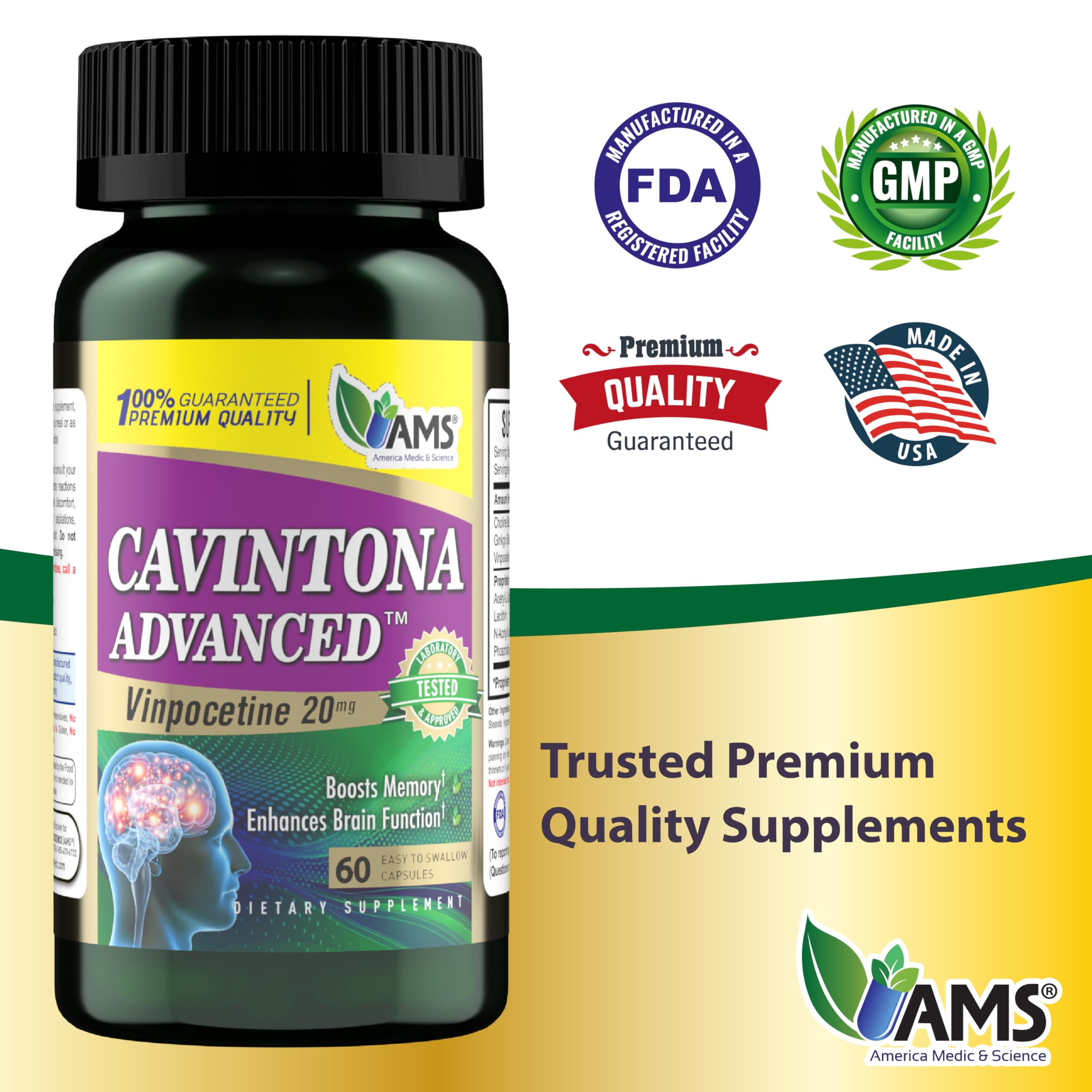 Brain-health illustration linked to Cavintona Advanced cognitive support.