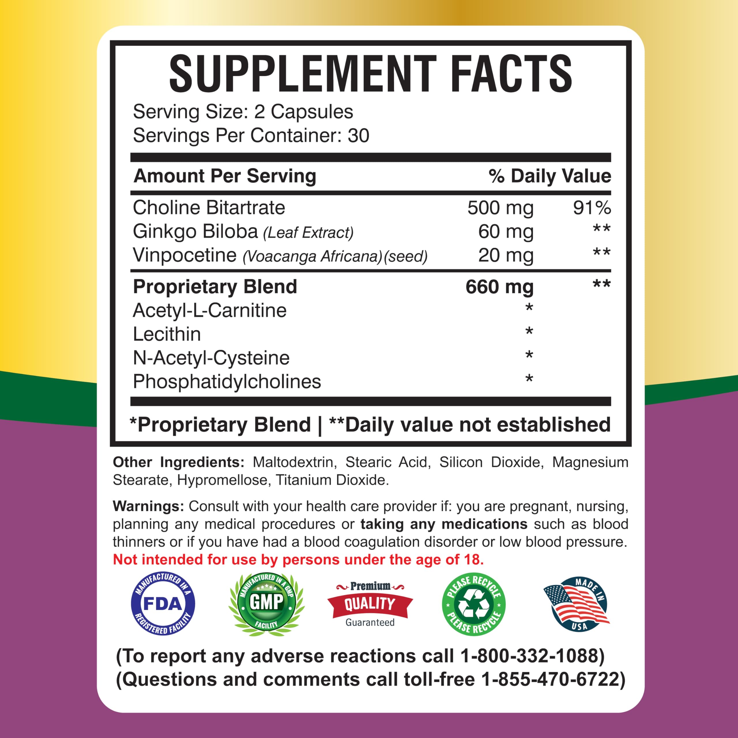 Science-graphic on Cavintona Advanced ingredients for brain function.