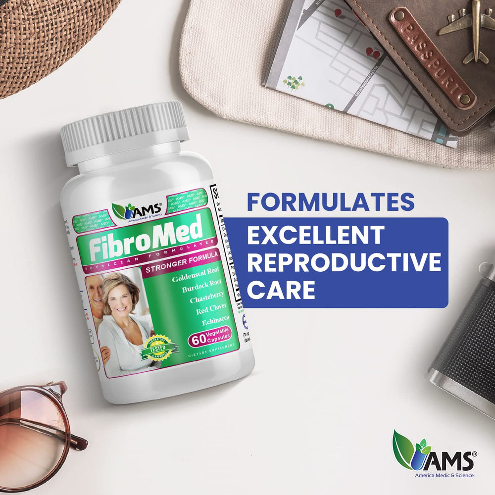 FibroMed label closeup features herbal blend for women's health.