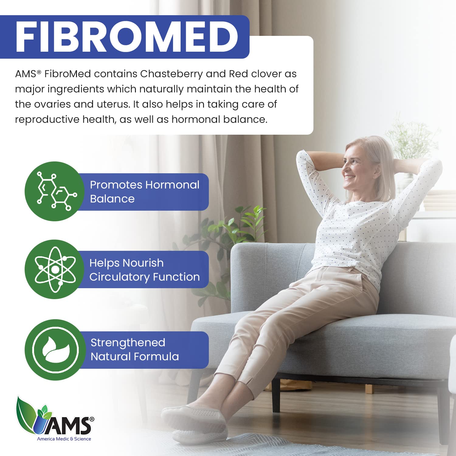 FibroMed packaging box on desk highlights trusted natural ingredients.