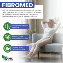 FibroMed packaging box on desk highlights trusted natural ingredients.
