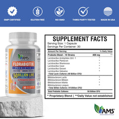 America Medic & Science Florabiotix Probiotic packaging highlights non-GMO and vegan credentials.