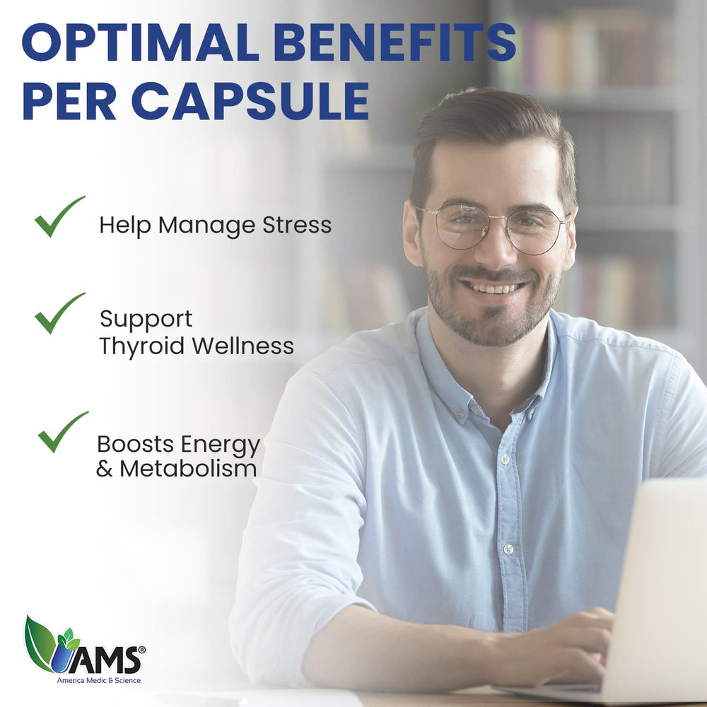 America Medic & Science Lifestyle use hero with thyroid-friendly capsules on a desk