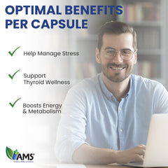 America Medic & Science Lifestyle use hero with thyroid-friendly capsules on a desk