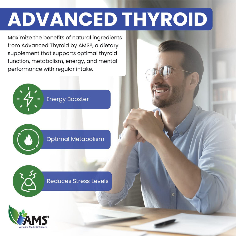 America Medic & Science Thyroid supplement packaging reflecting a clean vegan gluten-free formula
