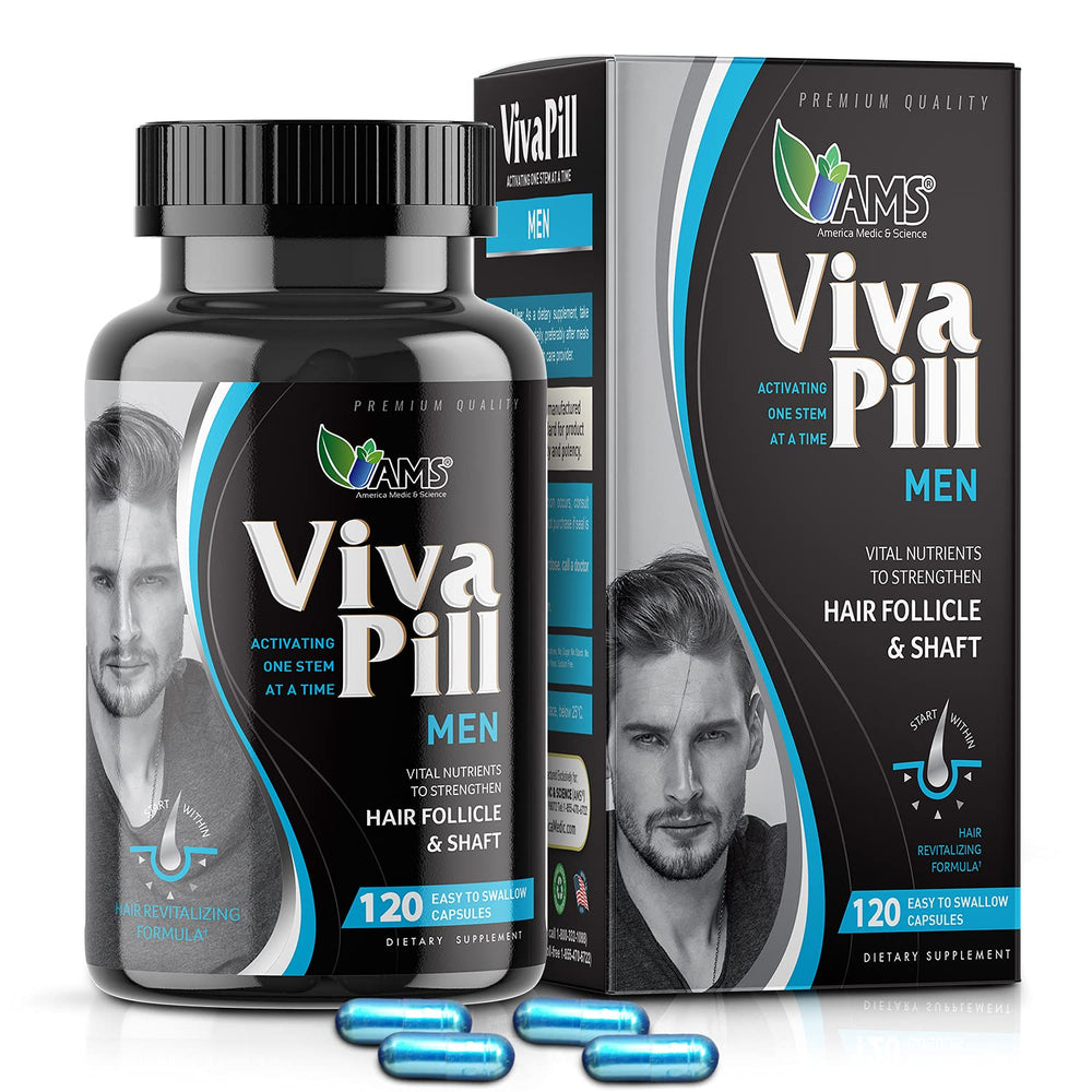 America Medic & Science VivaPill Men bottle front view for daily hair and skin support