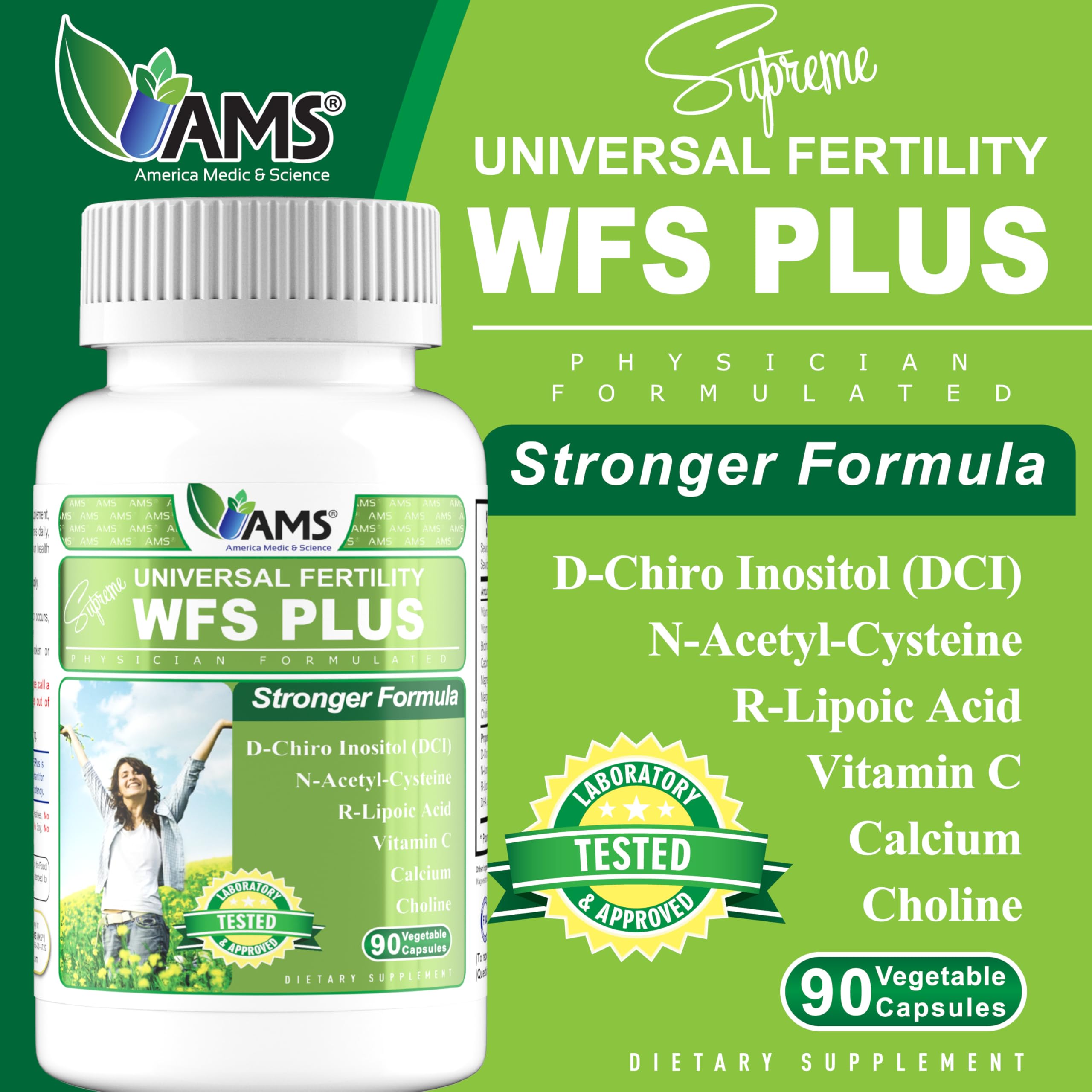 America Medic & Science WFS Plus capsules close-up for daily fertility support.