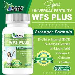 America Medic & Science WFS Plus capsules close-up for daily fertility support.