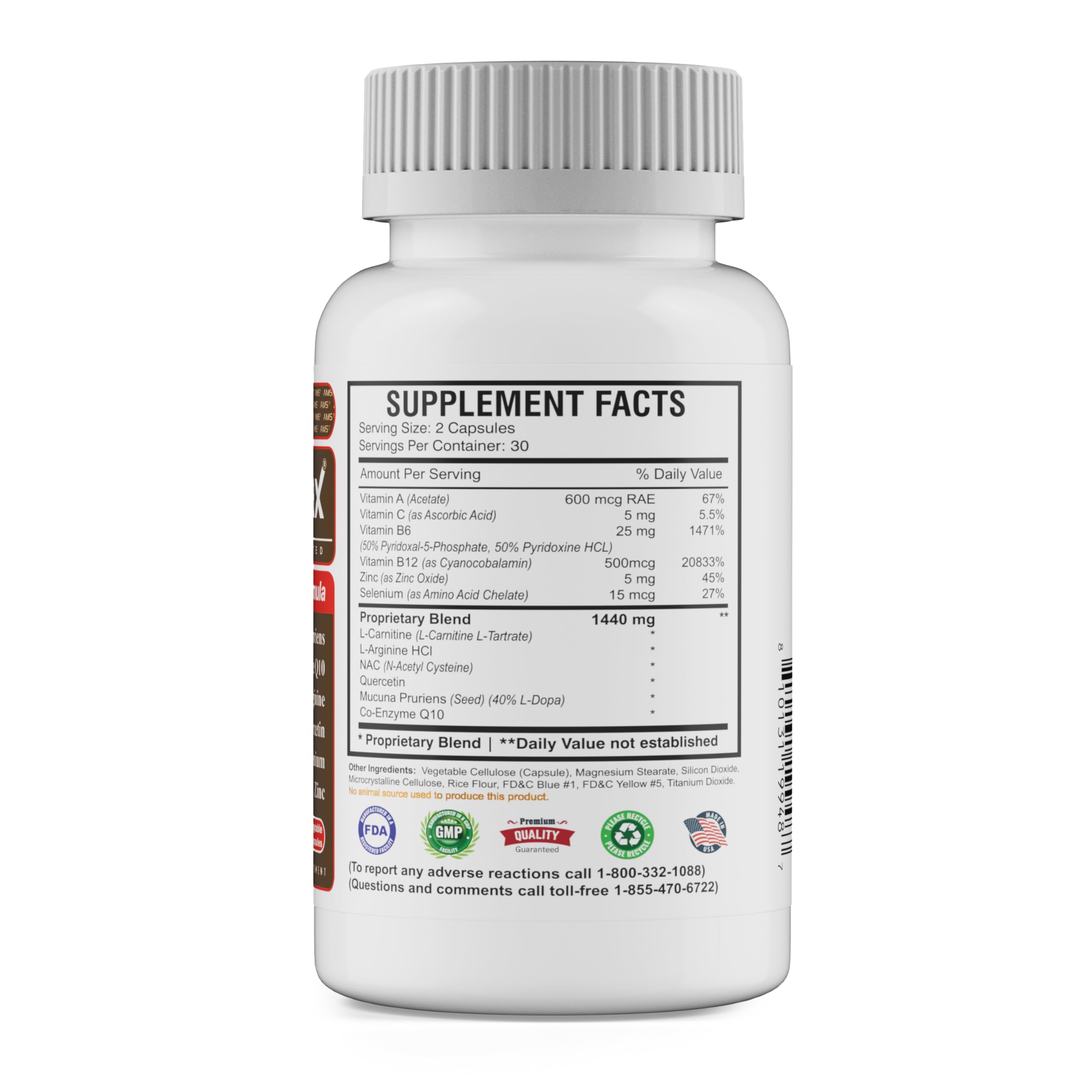 Motility Max capsules close-up highlighting antioxidant nutrients for cellular health.