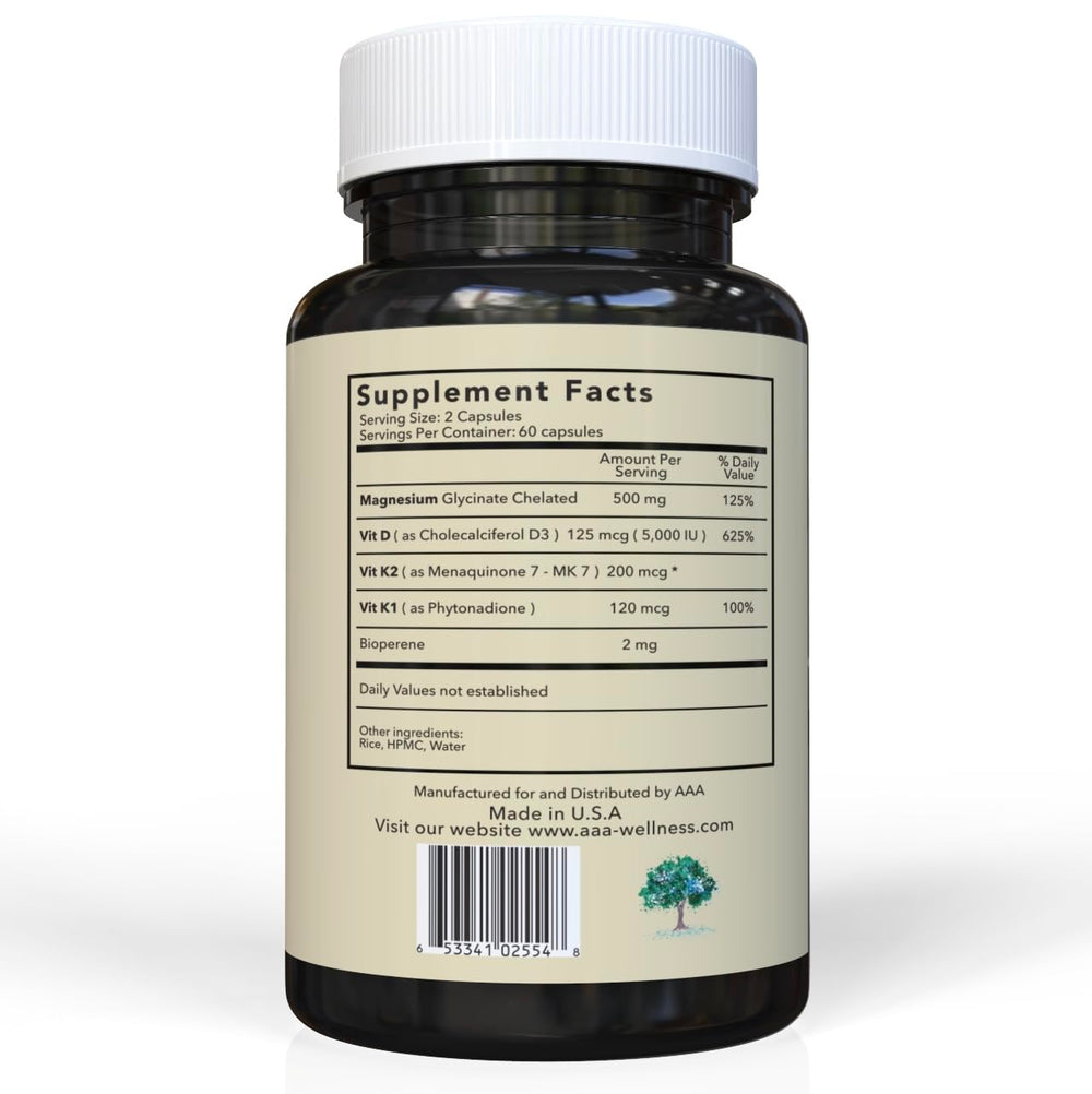 American Anti-Aging Magnesium Glycinate capsules with Bioperine for enhanced absorption.