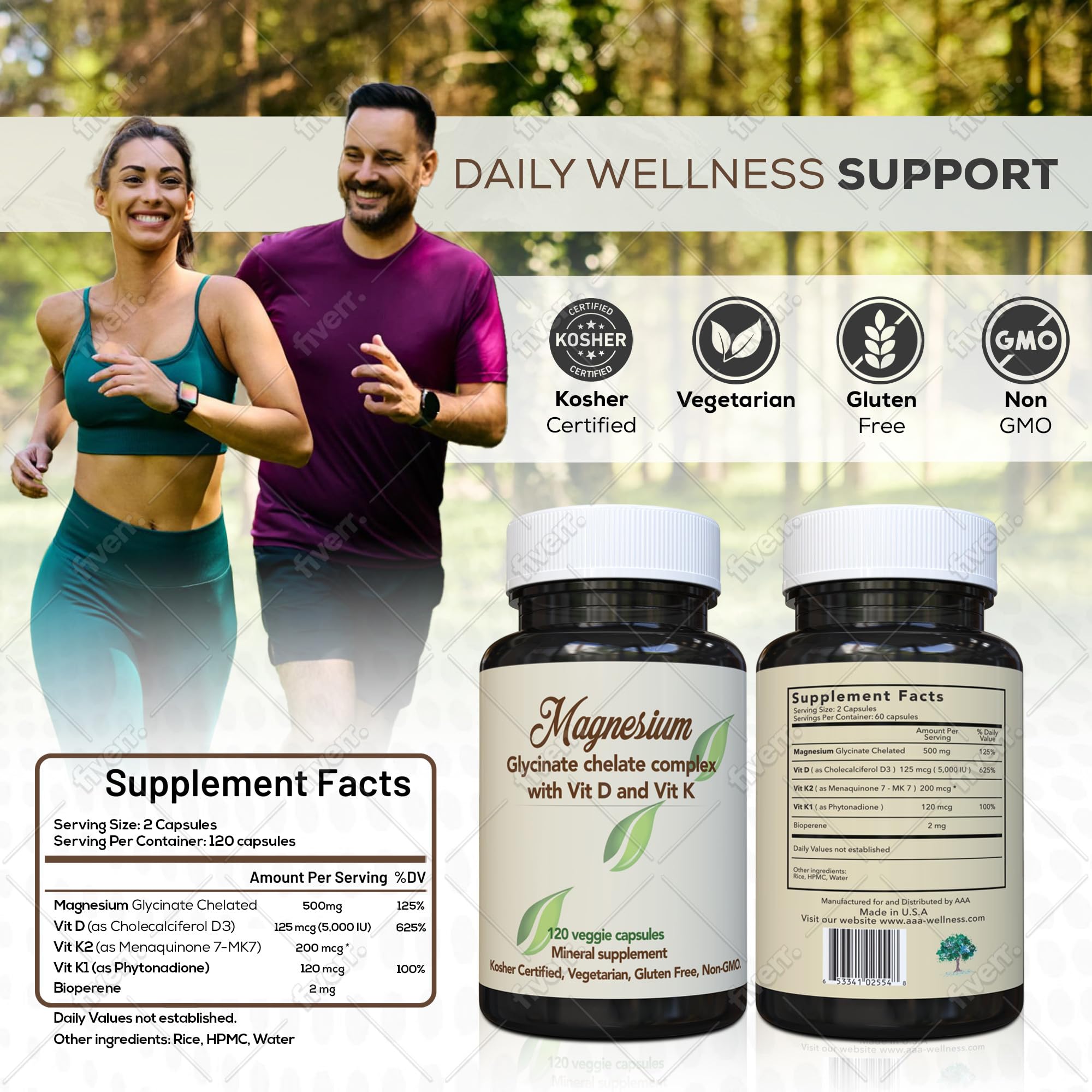 American Anti-Aging vegan kosher magnesium capsules in a clean daily vitality formula.