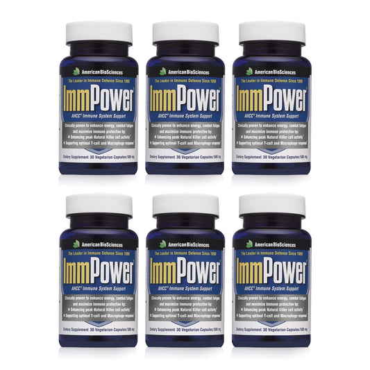 American BioSciences ImmPower AHCC bottle with label signaling enhanced immune support.