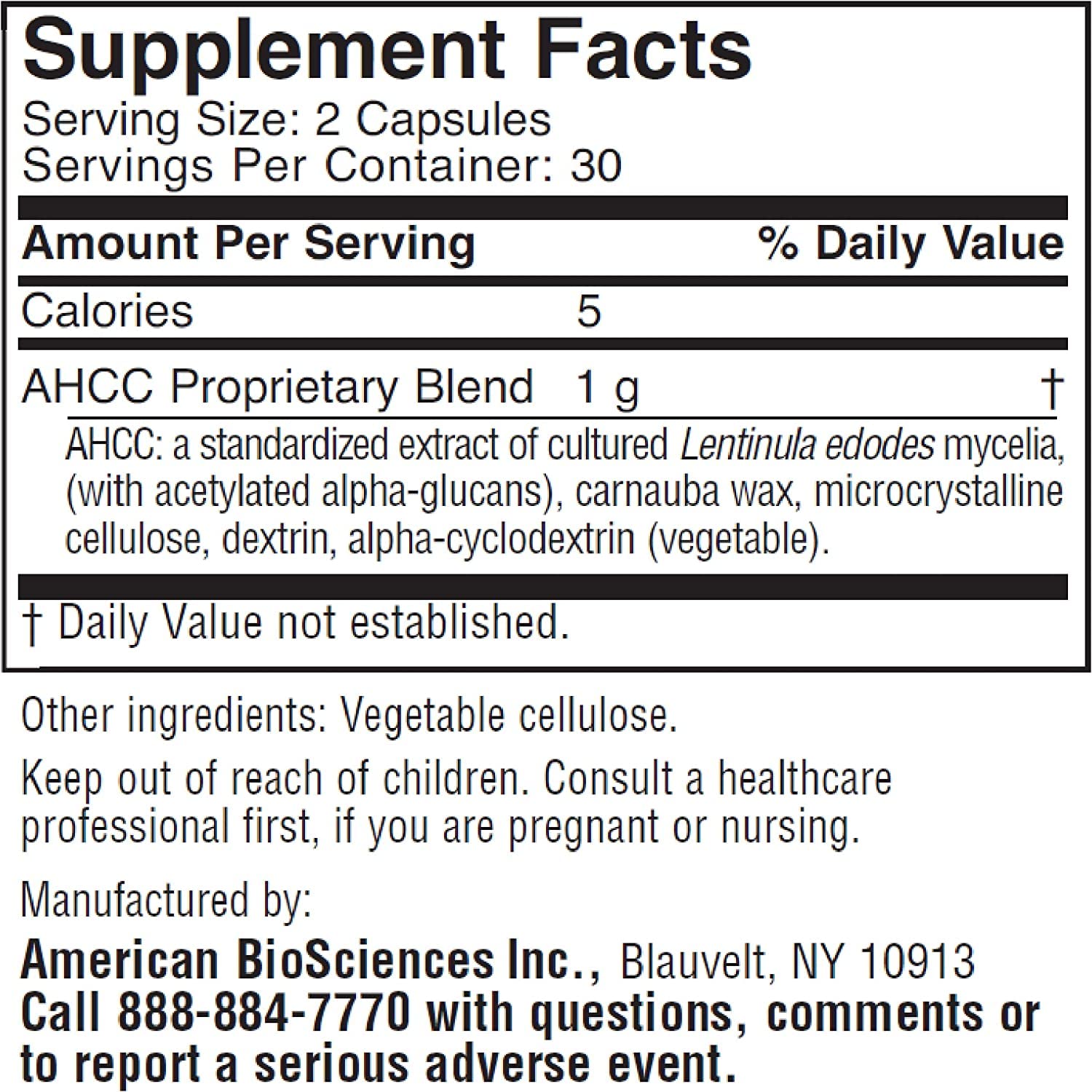 American BioSciences ImmPower bottle back label shows dosage and ingredients