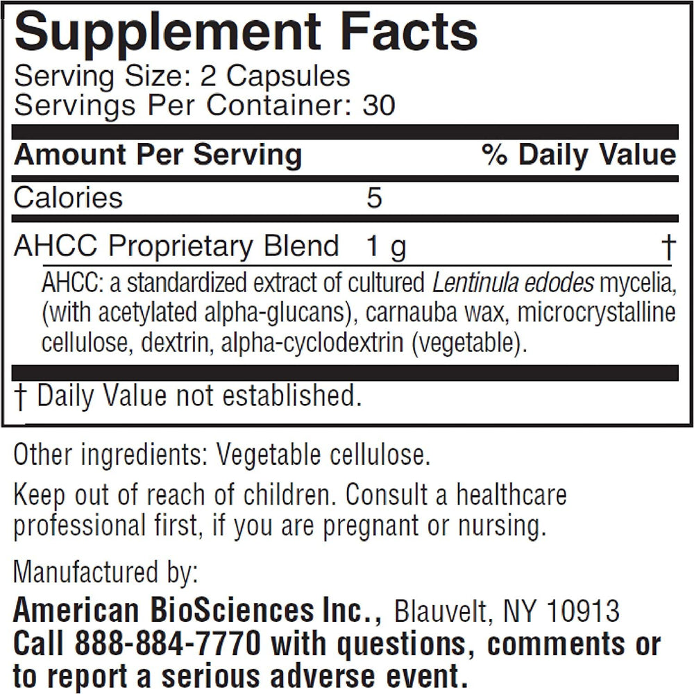 American BioSciences ImmPower bottle back label shows dosage and ingredients