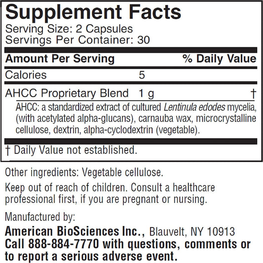 American BioSciences ImmPower bottle back label shows dosage and ingredients