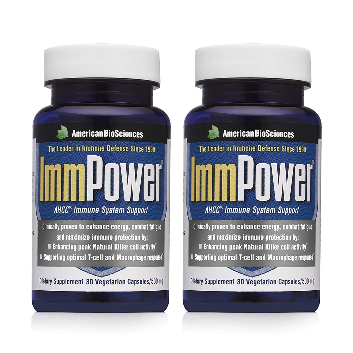 American BioSciences ImmPower bottle front highlights AHCC-based immune support potential.