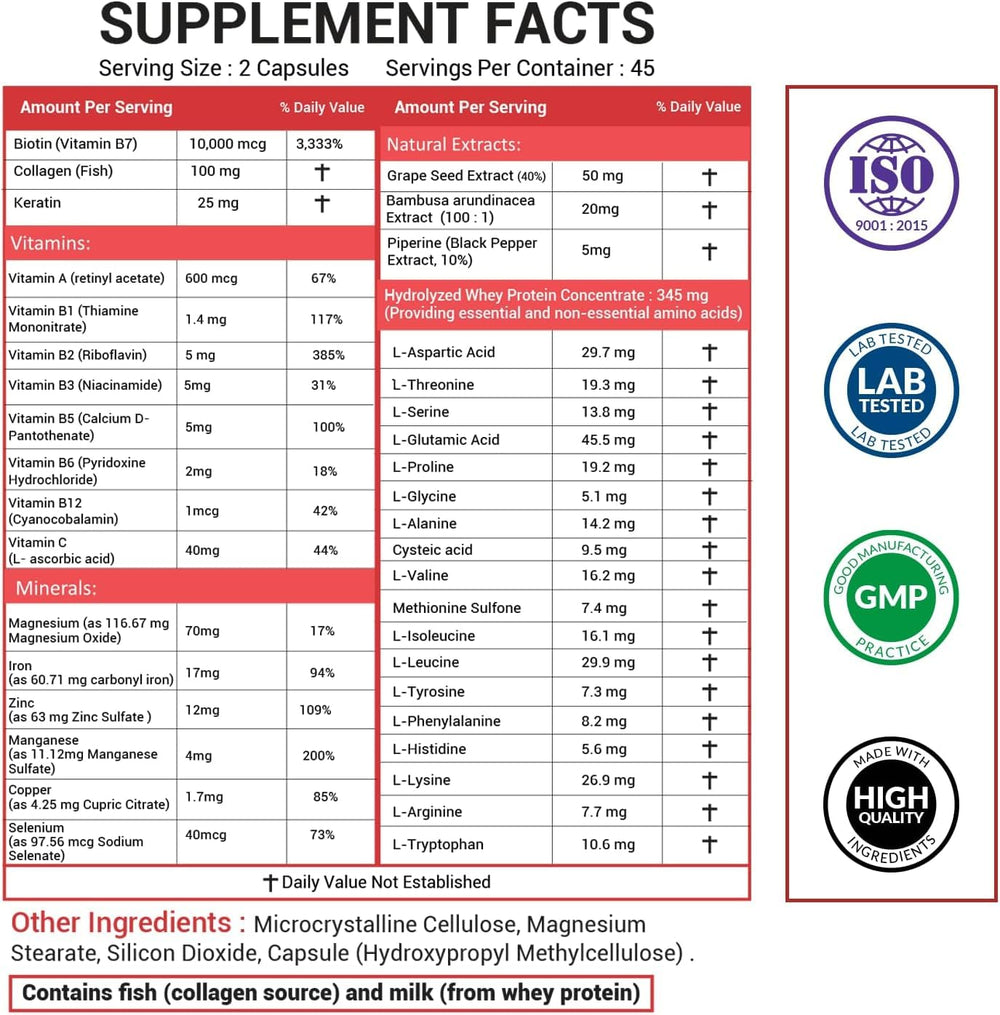 American Choice hair vitamins pour demonstrates easy daily intake for hair support.