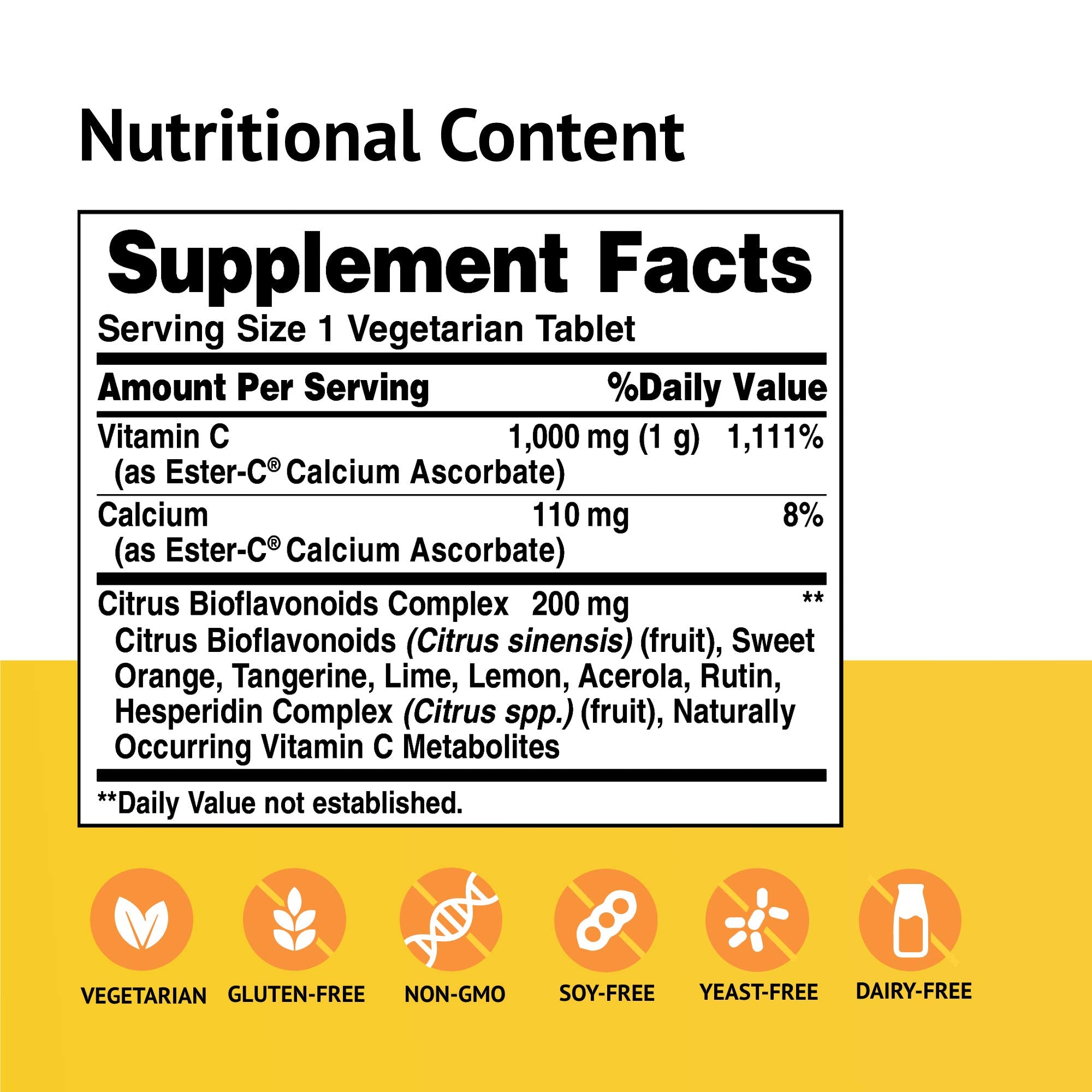American Health Ester-C citrus bioflavonoids label conveys citrus-based support notes.