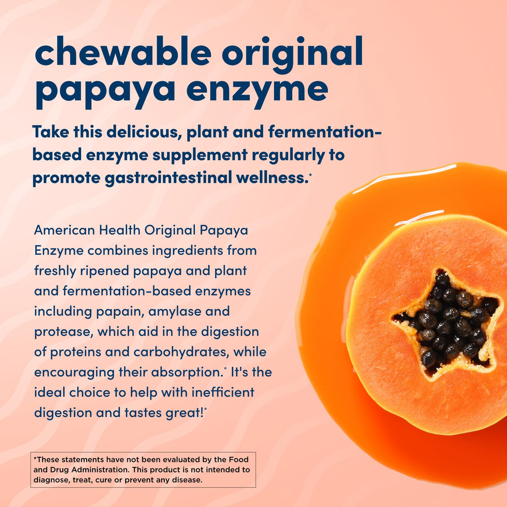 American Health Papaya Enzyme pack of 4 bottles for convenient post-meal use