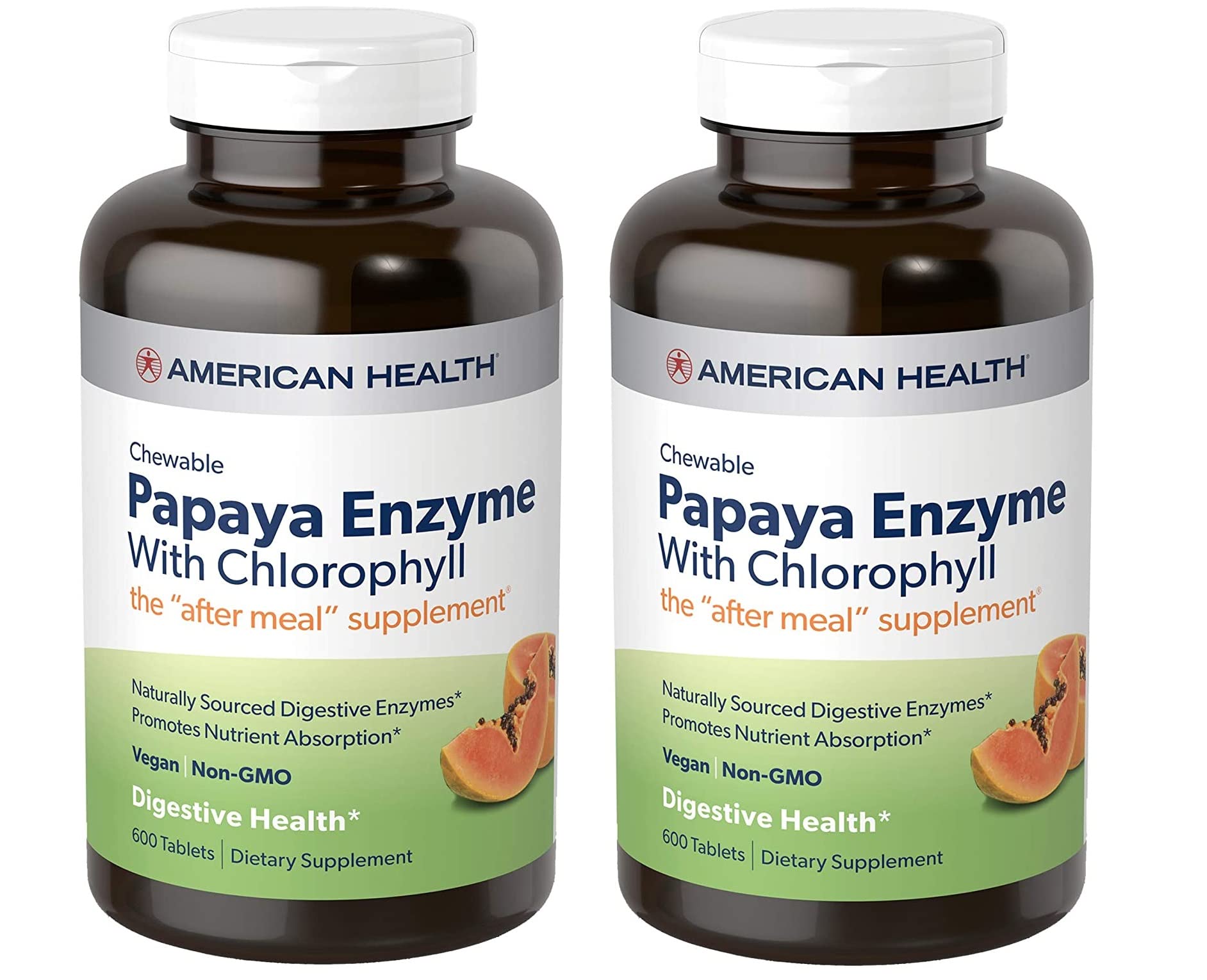 American Health Papaya Enzyme bottle front showing product branding and chewable format for digestion and freshness