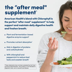 American Health papaya enzyme chewables closeup highlights gluten-free vegetarian formula.
