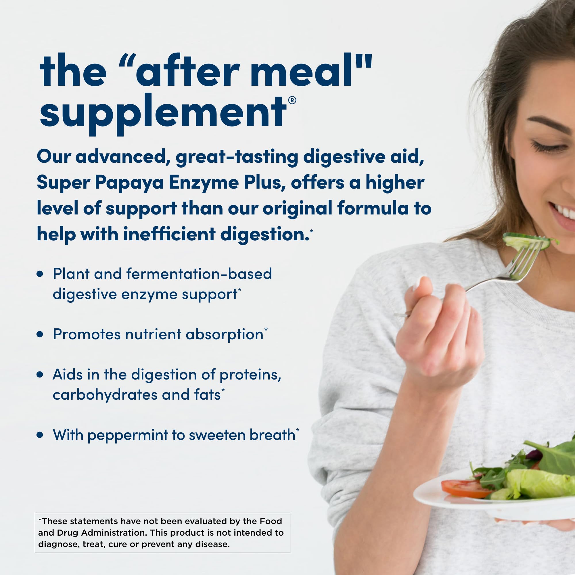 American Health Super Papaya Enzyme Plus ingredients with papaya, papain, amylase, and protease.