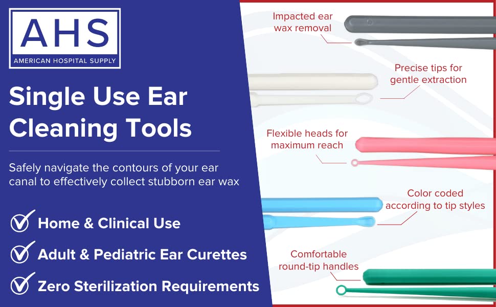 AMERICAN HOSPITAL SUPPLY spoon-tip adult earcare for gentle wax removal.