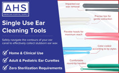 AMERICAN HOSPITAL SUPPLY spoon-tip adult earcare for gentle wax removal.