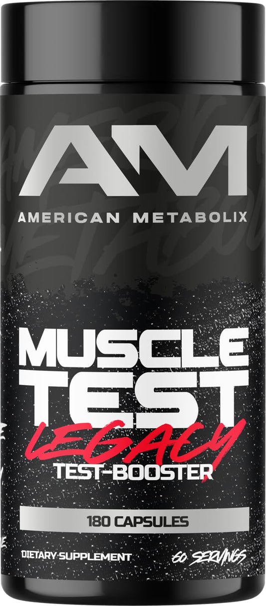 American Metabolix Muscle Test Legacy bottle close-up for easy daily supplementation
