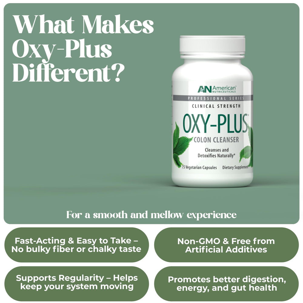 Oxy-Plus capsules close-up showing convenient 75-capsule supply for daily use.