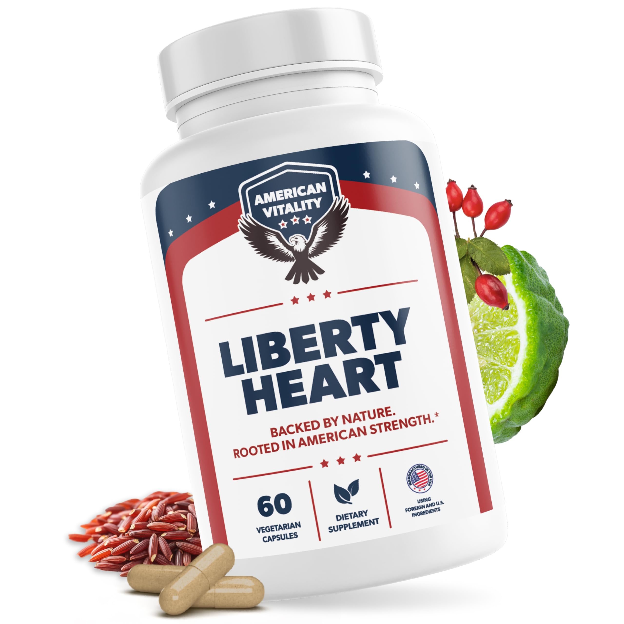 American Vitality Liberty Heart bottle front promotes daily heart wellness.