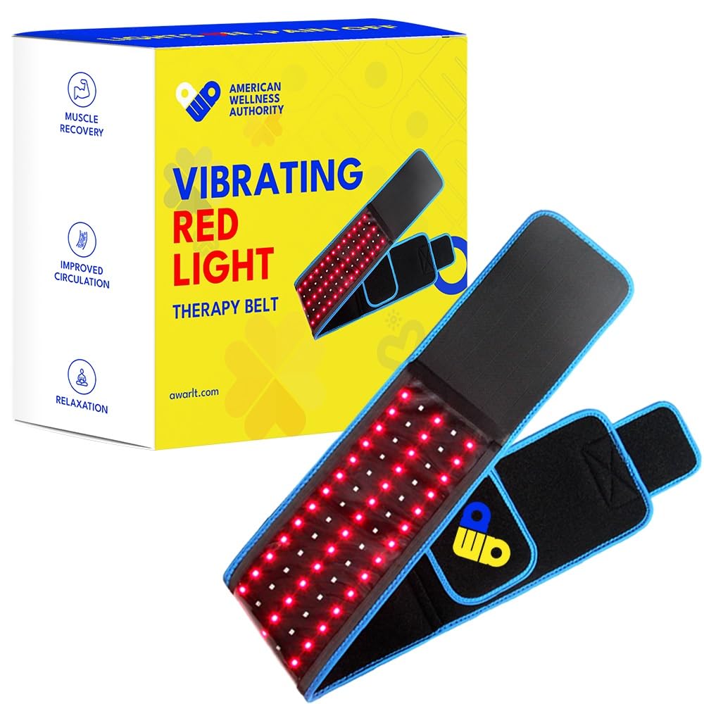American Wellness Authority red light therapy belt on couch for convenient relaxation.