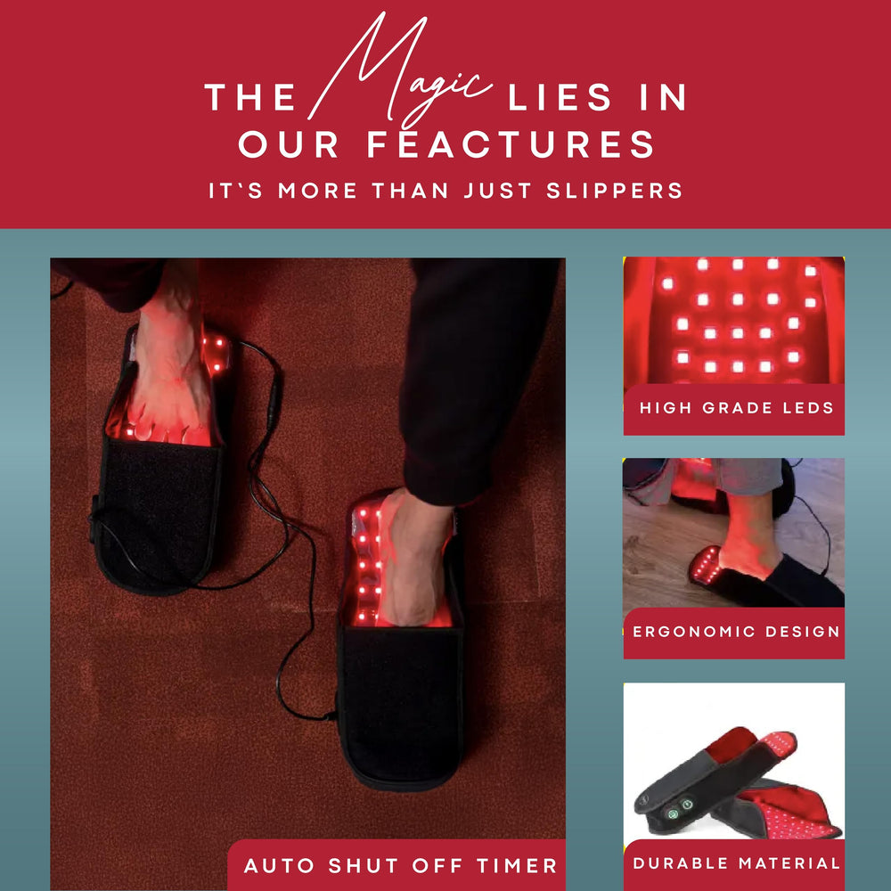 Adjustable heat control on American Wellness Authority slippers for customizable warmth.