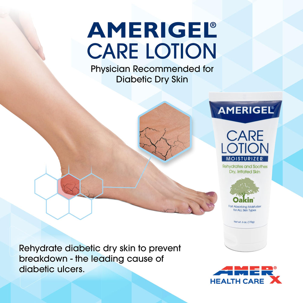 AMERIGEL Care Lotion squeeze-bottle-cap showing portable moisturization for sensitive skin.
