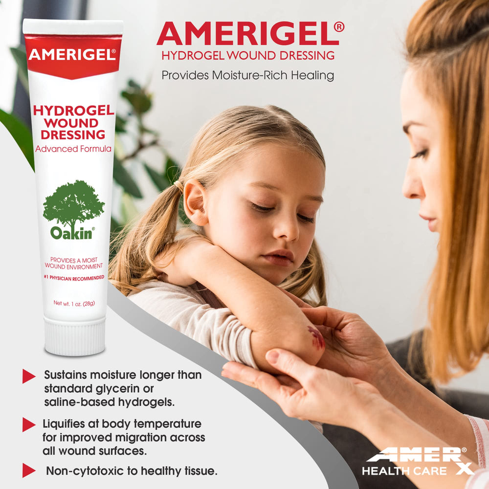 Amerigel Hydrogel Dressing applied to skin to sustain moisture for healing