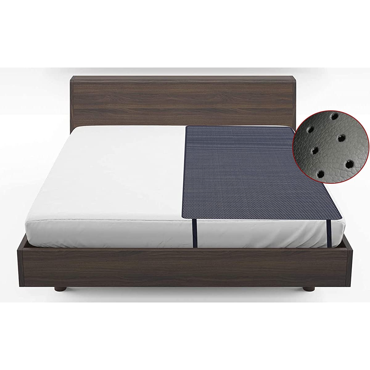 Amerthing grounding mat 27x71 laid on bed promoting restful sleep and relaxation