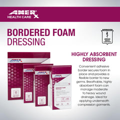 AMERX bordered foam dressing 1x1 size for versatile wound care