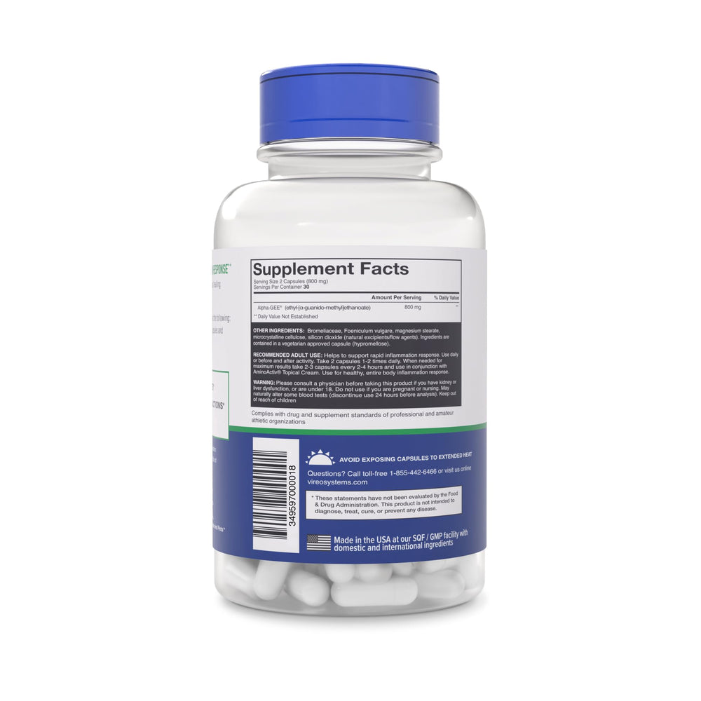 Amino Activ capsules closeup highlighting easy-to-swallow form for active lifestyles