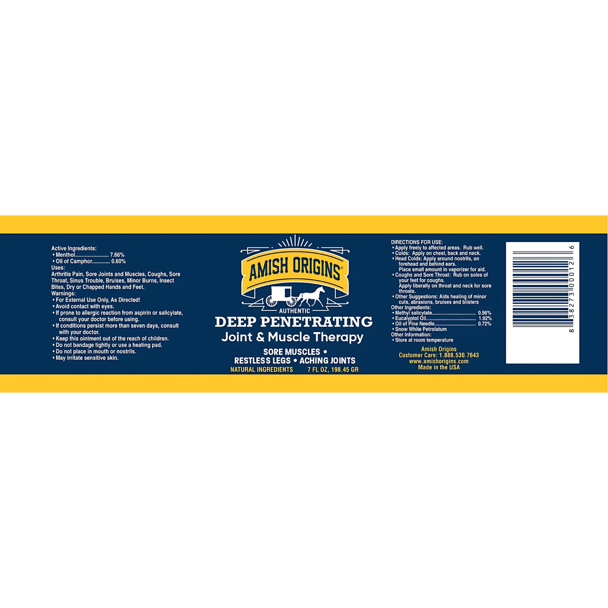 Amish Origins greaseless texture emphasizes non-sticky, quick absorption.