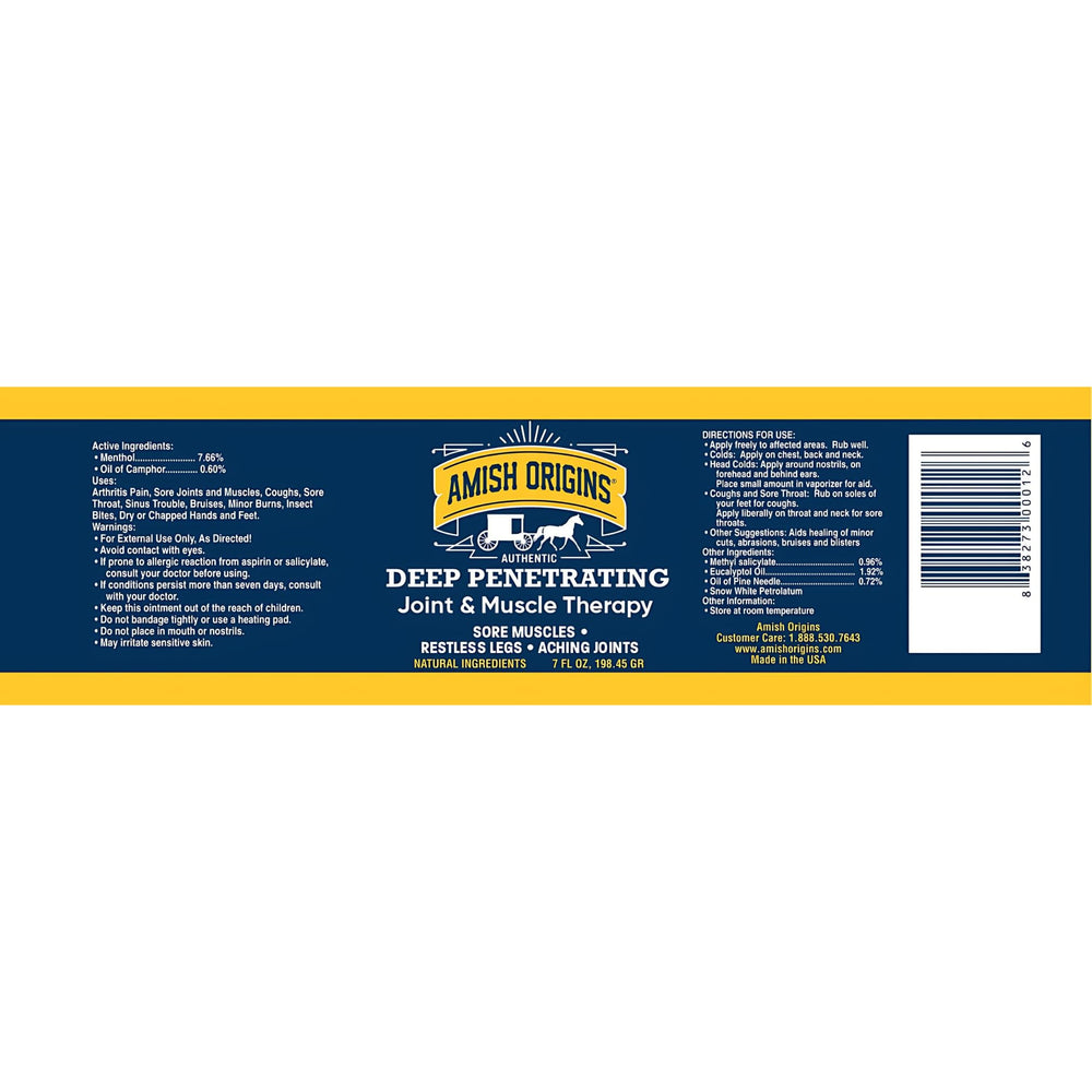 Amish Origins greaseless texture emphasizes non-sticky, quick absorption.