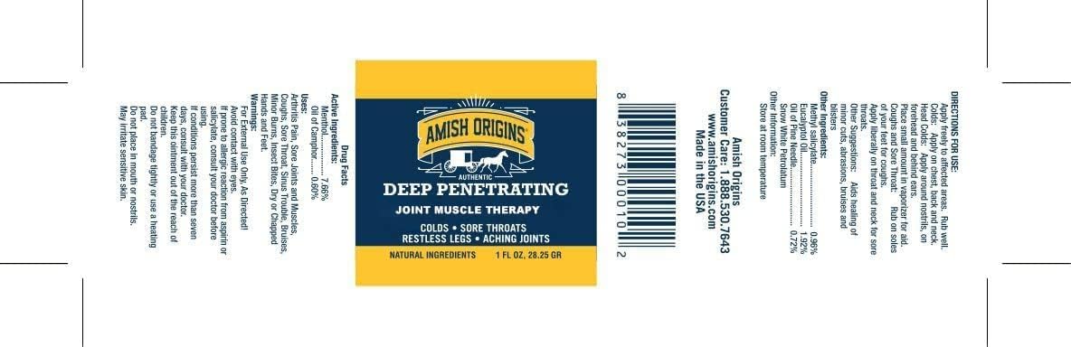 Amish Origins Pain Relief Ointment being applied on knee, offering targeted, quick soothing relief.