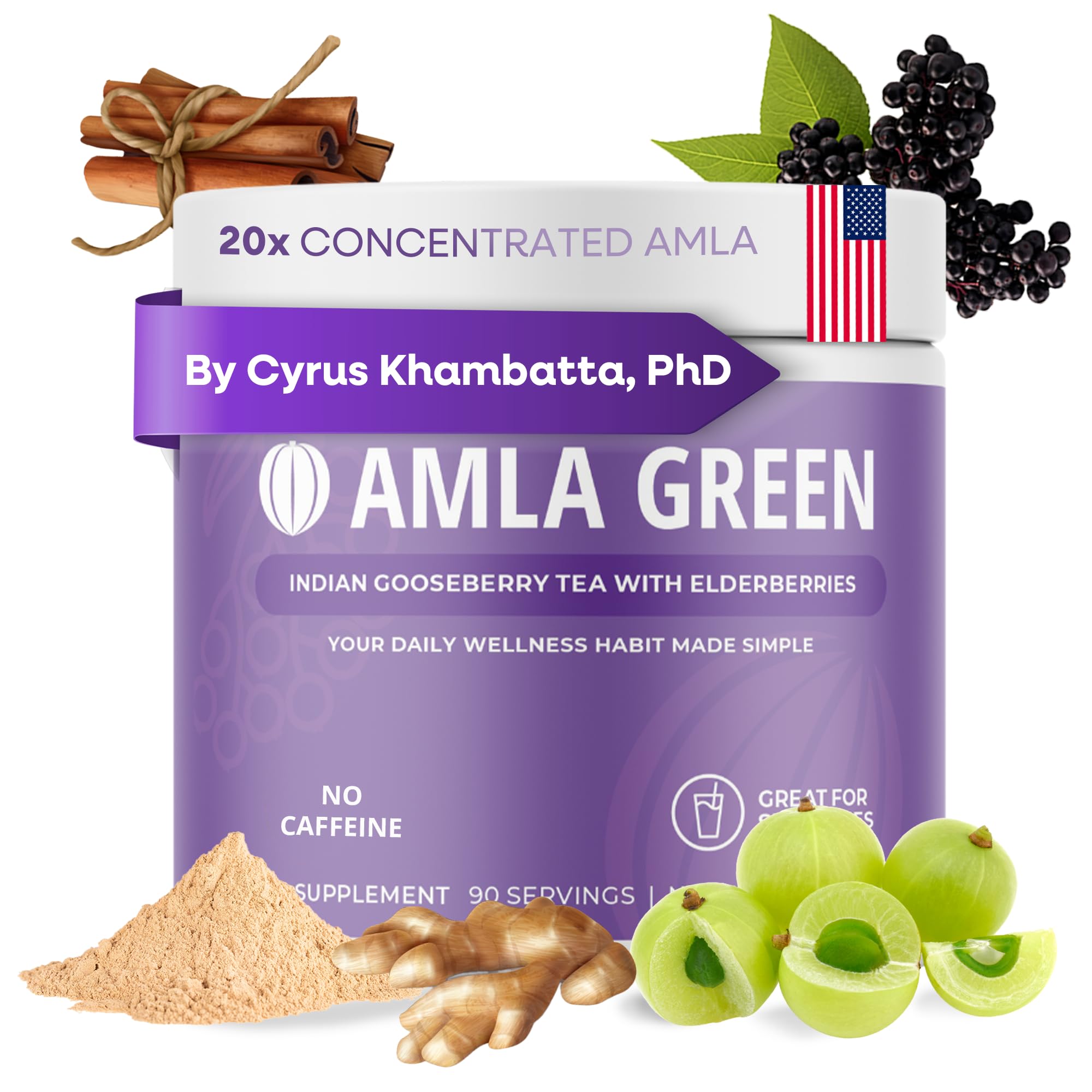 Amla Green 20x concentrated amla powder bottle for daily antioxidant support