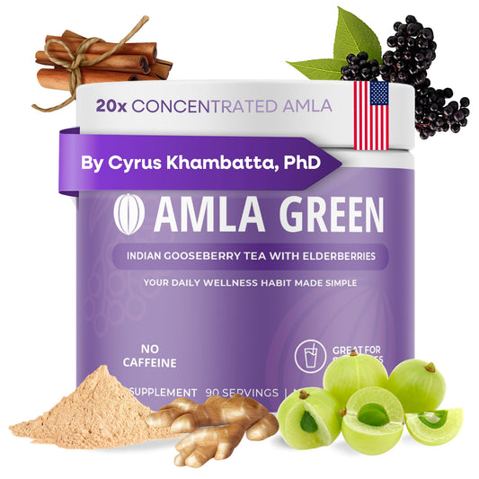 Amla Green 20x concentrated amla powder bottle for daily antioxidant support