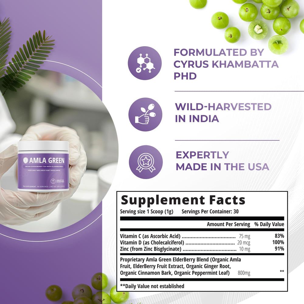 Amla Green immunity blend tea cup ready for a daily ritual