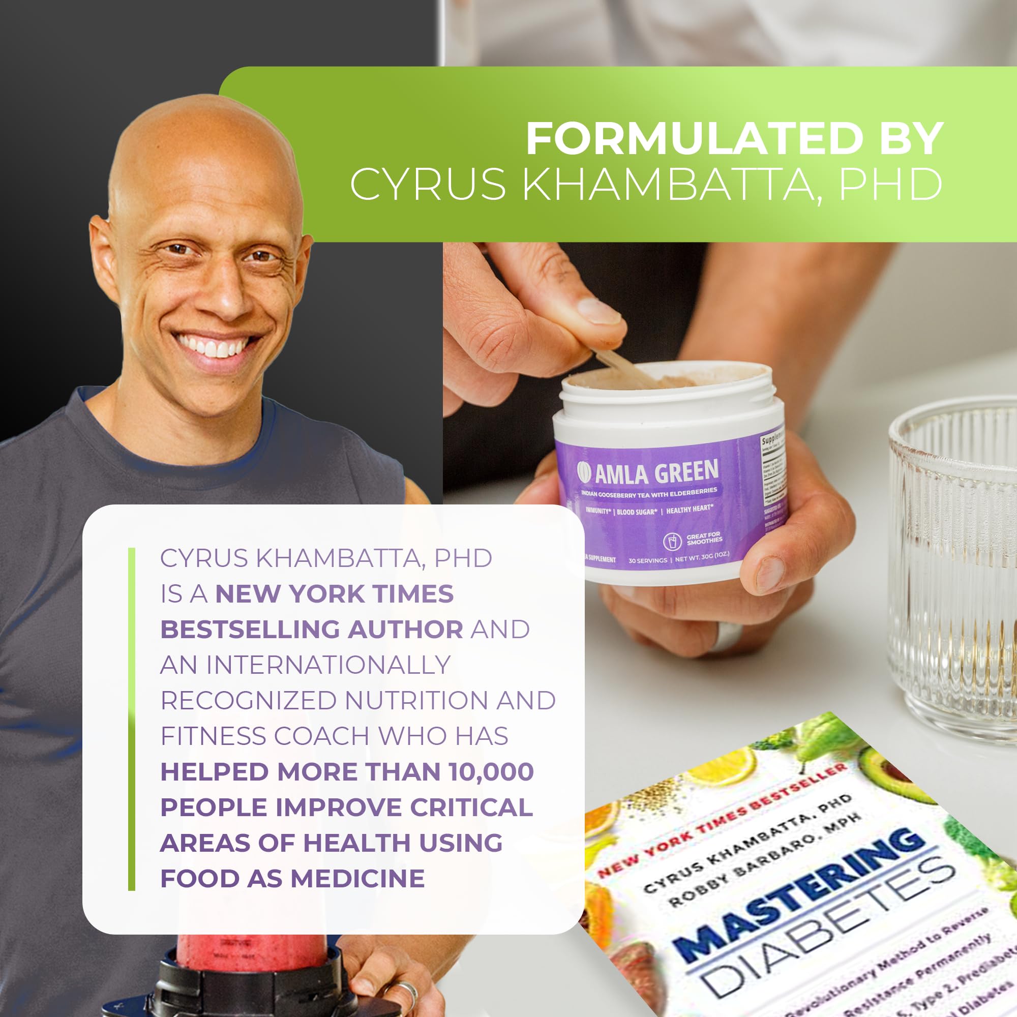 PhD-formulated Amla Green supplement by Cyrus Khambatta