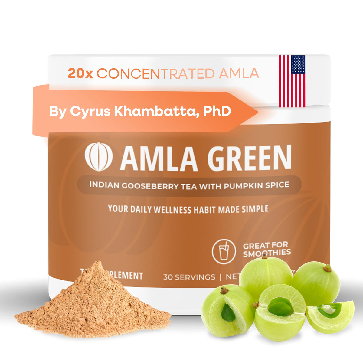 Amla Green pumpkin spice bottle for daily antioxidant support