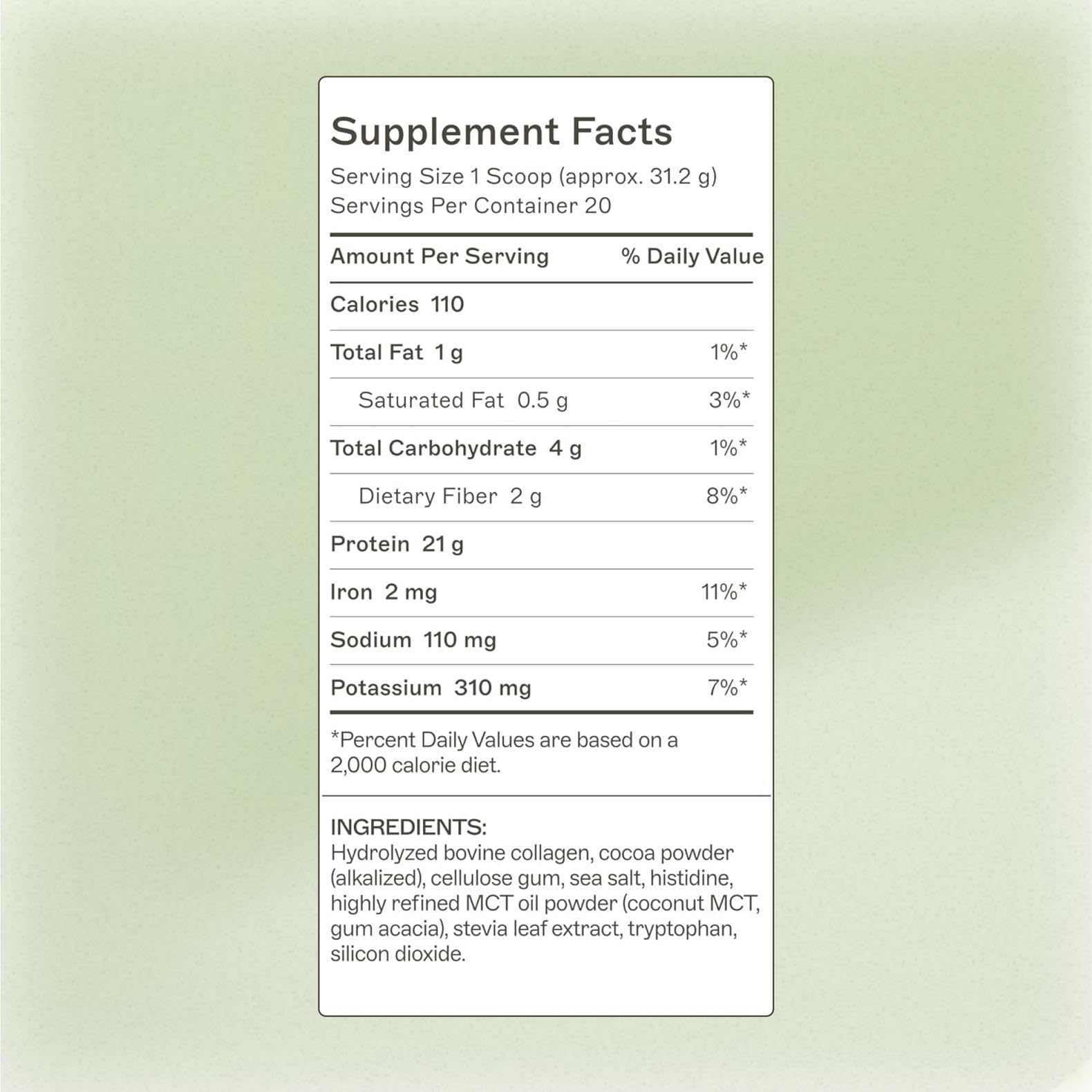 Amy Myers MD Paleo Protein Powder serving scene showing 21g protein per serving