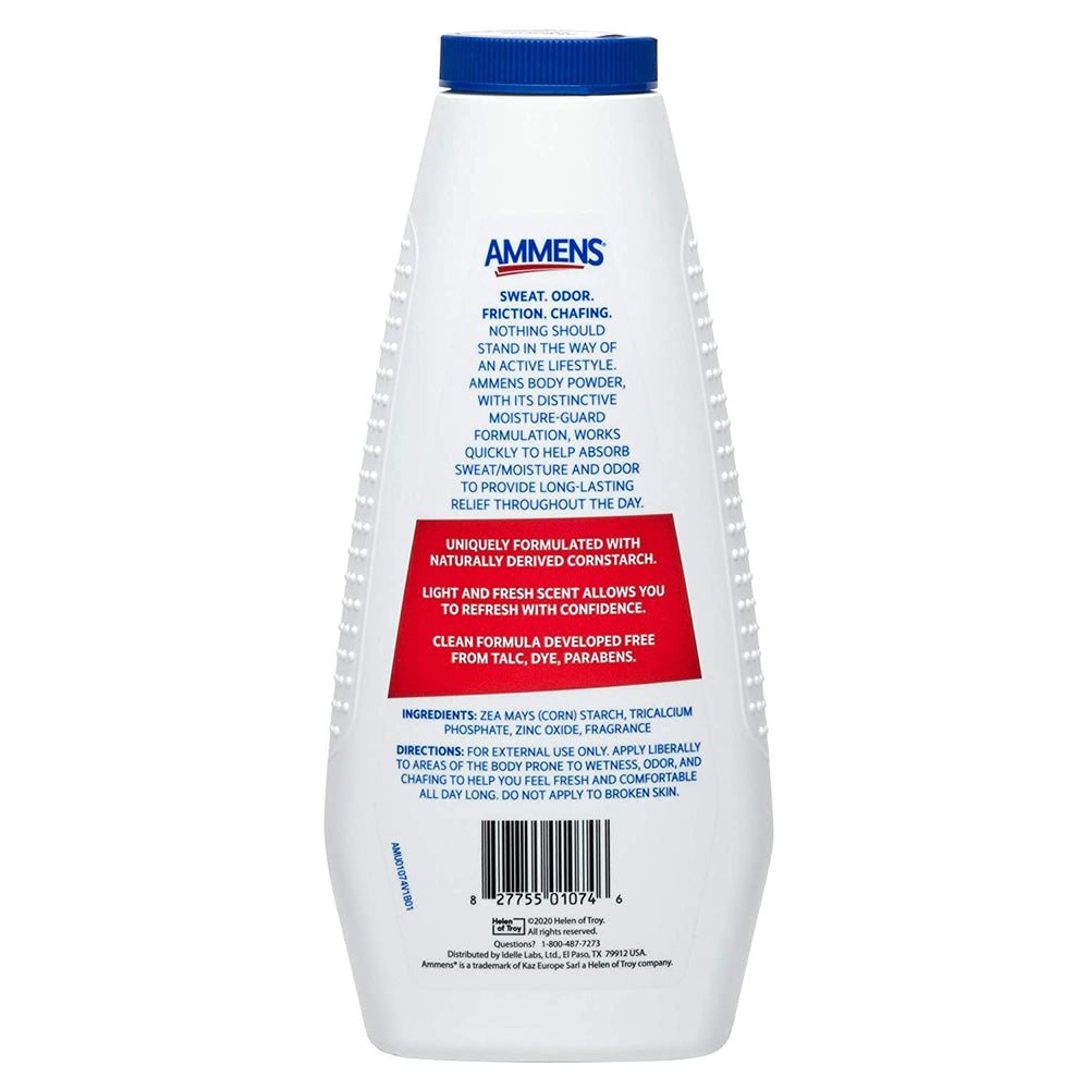 Close-up of AMMENS Body Powder Original texture showing silky, talc-free formula.