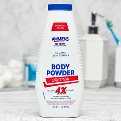 AMMENS Body Powder Original cools and dries feet for comfort.